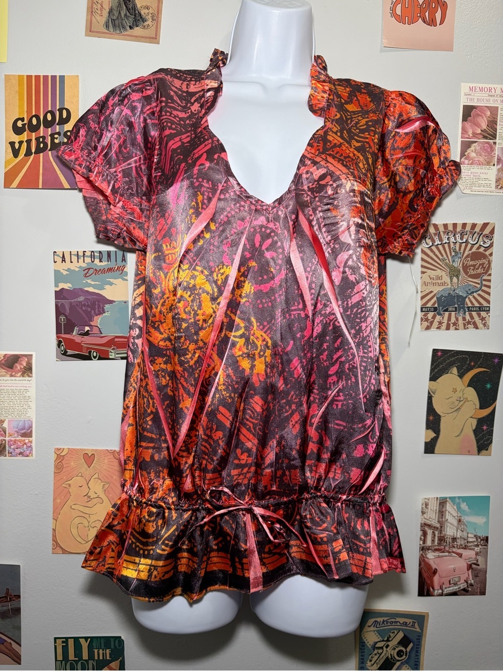 V-Neck Short Sleeve Blouse